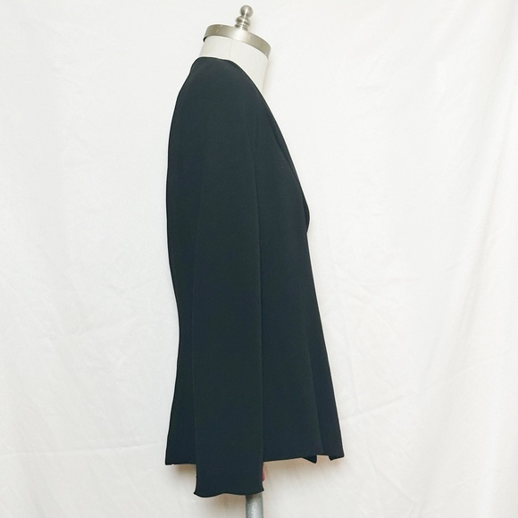 DONNA KARAN NEW YORK BLACK CROPPED TUXEDO SUIT BLAZER JACKETED 10 M/L - Picture 2 of 5